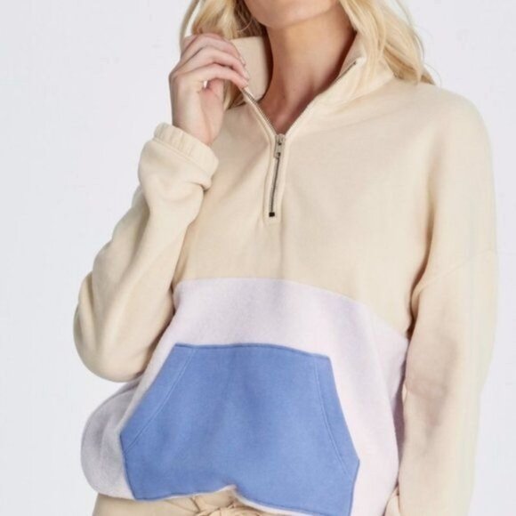 Wildfox Lea Colorblock zipper sweatshirt Women's Size medium Super cozy Great Sp - Picture 1 of 8